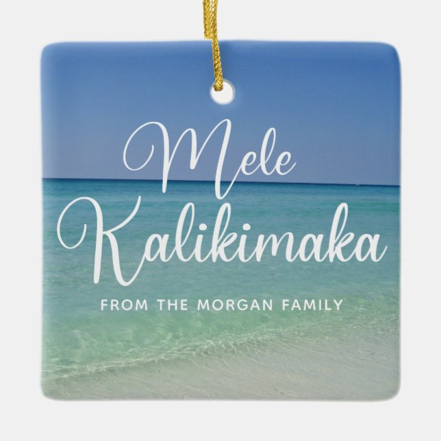 Mele Kalikimaka Beautiful Beach Custom Christmas Keramikornament (Vorderseite)