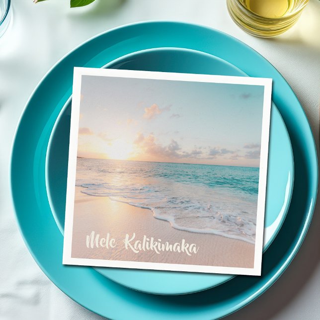 Mele Kalikimaka Beautiful Beach Weihnachtsfeiertag Serviette (Von Creator hochgeladen)