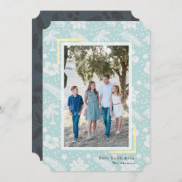 Mele Kalikimaka Blue Foto Holiday Card Einladung