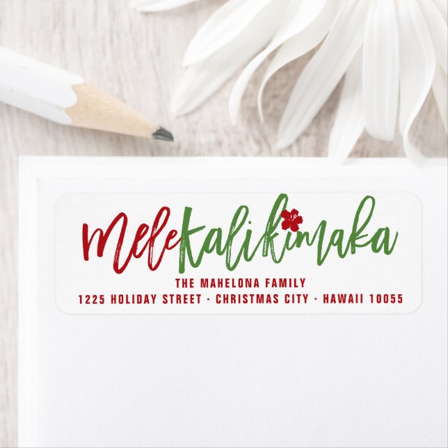 Mele Kalikimaka Brush Script Weihnachtsadresse (Insitu)