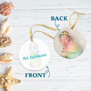 Mele Kalikimaka Christmas Baby Birth Holiday Foto Keramik Ornament