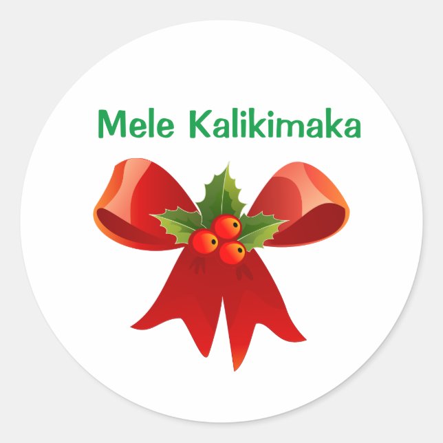 Mele Kalikimaka Christmas Bow Runder Aufkleber (Vorderseite)