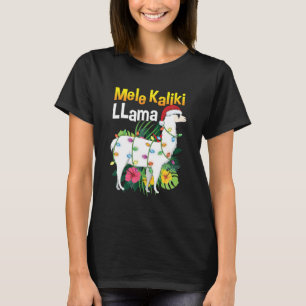 Mele Kalikimaka Christmas Hawaiian Llama Xmas T-Shirt
