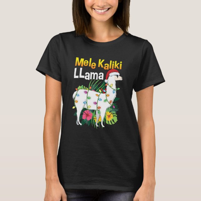 Mele Kalikimaka Christmas Hawaiian Llama Xmas T-Shirt (Vorderseite)