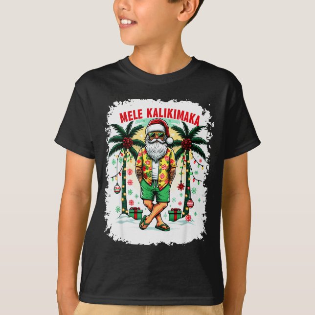 Mele Kalikimaka Christmas In July Hawaiian Santa S T-Shirt (Vorderseite)