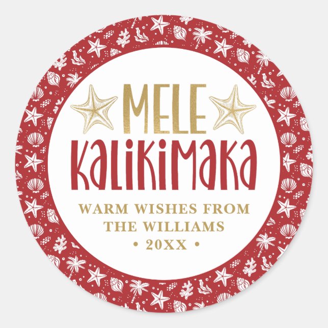 Mele Kalikimaka Christmas Runder Aufkleber (Vorderseite)