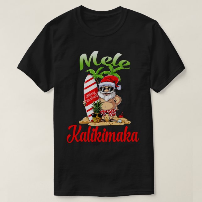 Mele Kalikimaka Christmas Santa Shaka Hawaii 9 T-Shirt (Design vorne)