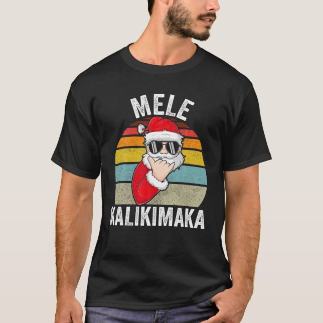 Mele Kalikimaka Christmas Shaka T-Shirt Santa Clau (Vorderseite)