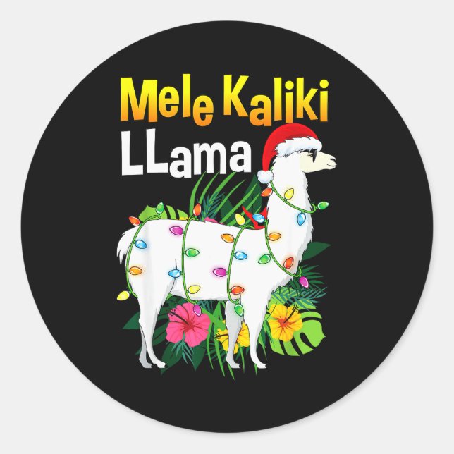 Mele Kalikimaka Christmas Shirt Hawaiian Llama X-m Runder Aufkleber (Vorderseite)