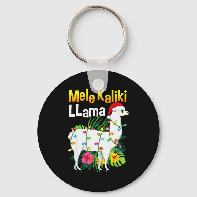 Mele Kalikimaka Christmas Shirt Hawaiian Llama X-m Schlüsselanhänger (Vorderseite)