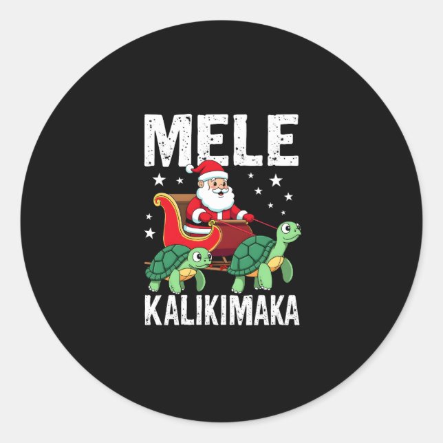 Mele Kalikimaka Christmas Shirt � Santa Sleigh Sea Runder Aufkleber (Vorderseite)
