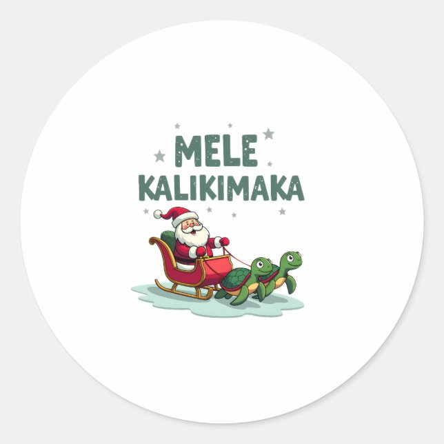 Mele Kalikimaka Christmas Shirt � Santa Sleigh Sea Runder Aufkleber (Vorderseite)