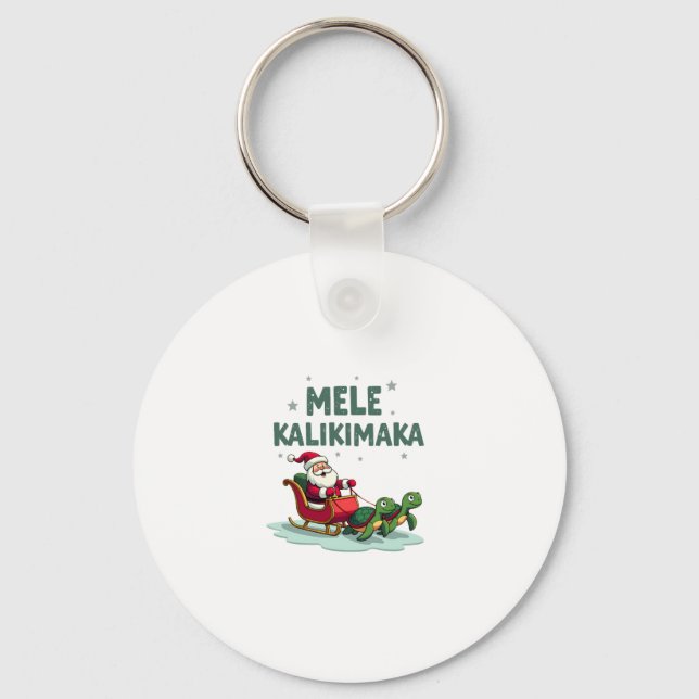 Mele Kalikimaka Christmas Shirt � Santa Sleigh Sea Schlüsselanhänger (Vorderseite)