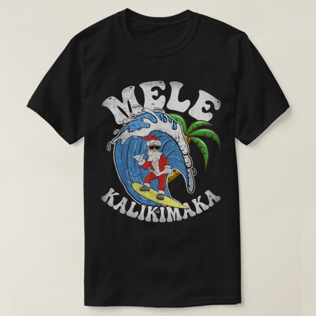 Mele Kalikimaka Christmas Surf Design - Santa Surf T-Shirt (Design vorne)