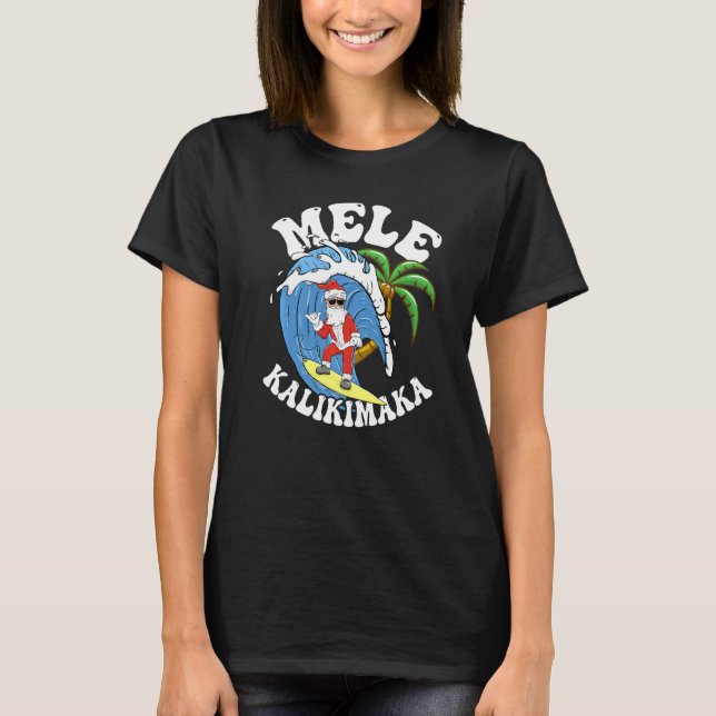 Mele Kalikimaka Christmas Surf  Santa Surfing T-Shirt (Vorderseite)