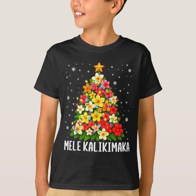 Mele Kalikimaka Christmas Tree Hawaiian Floral Pjs T-Shirt (Vorderseite)