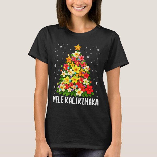 Mele Kalikimaka Christmas Tree Hawaiian Floral Pjs T-Shirt (Vorderseite)