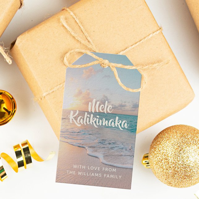Mele Kalikimaka Custom Tropical Beach Christmas Geschenkanhänger (Von Creator hochgeladen)