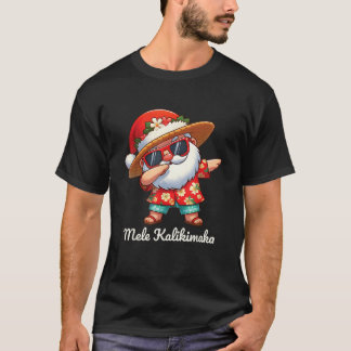 Mele Kalikimaka Dabbing Hawaiian Santa Funny Tropi T-Shirt
