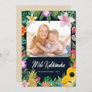 Mele Kalikimaka Elegantes Tropisches Weihnachtsfes Feiertagskarte