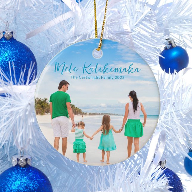 Mele Kalikimaka Family Beach Foto 2023 Weihnachten Keramik Ornament (Von Creator hochgeladen)