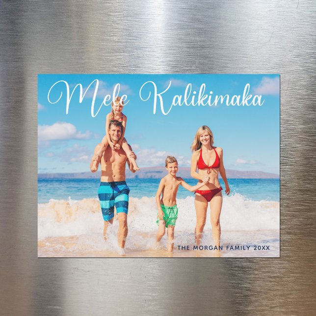 Mele Kalikimaka Family Foto Beach Magnet Card (Von Creator hochgeladen)
