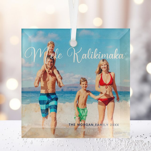 Mele Kalikimaka Family Foto Weihnachten 2022 Ornament Aus Glas (Von Creator hochgeladen)