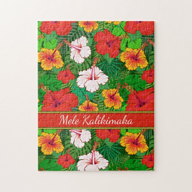 Mele Kalikimaka farbenfrohe hawaiianische Blume Ur Puzzle (Vertikal)