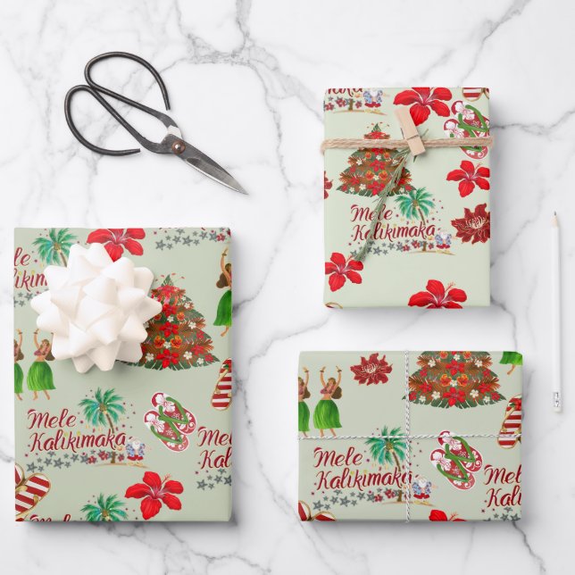 Mele Kalikimaka Festival Geschenkwrap Geschenkpapier Set (Vorderseite)
