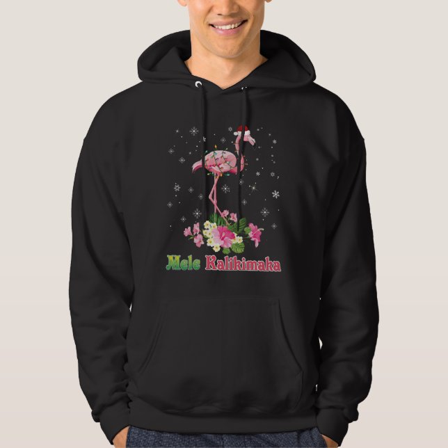 Mele Kalikimaka Flamingo Santa Christmas Merry Hoodie