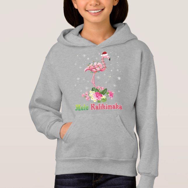 Mele Kalikimaka Flamingo Santa Christmas Merry Hoodie (Vorderseite)