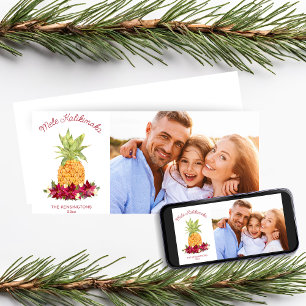 Mele Kalikimaka Floral Ananas Holiday Foto Feiertagskarte