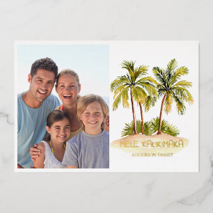 Mele Kalikimaka Foto Hawaiian Christmas Gold Folien Feiertagskarte