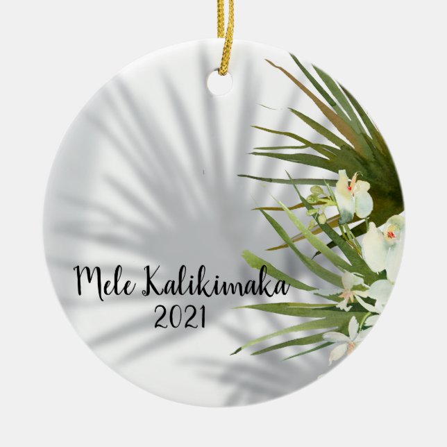 Mele Kalikimaka Foto Hawaiianische Weihnachtsgrüße Keramik Ornament (Vorne)