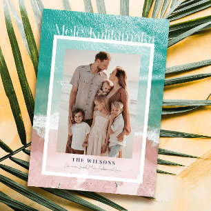 Mele Kalikimaka Fotokarte für den tropischen Ozean Einladung