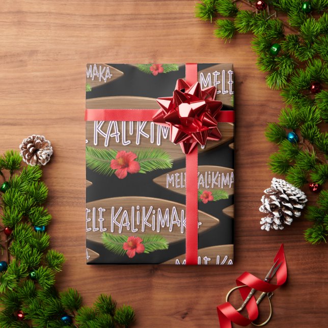 Mele Kalikimaka - Frohe Weihnachts-Surfboard Hawai Geschenkpapier (Feiertagsgeschenk)