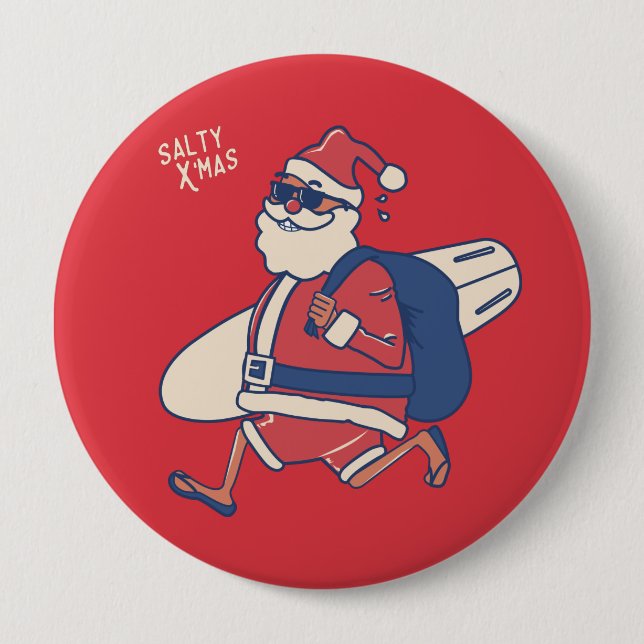 Mele Kalikimaka - Funny Santa Hawaiian Christmas Button (Vorderseite)