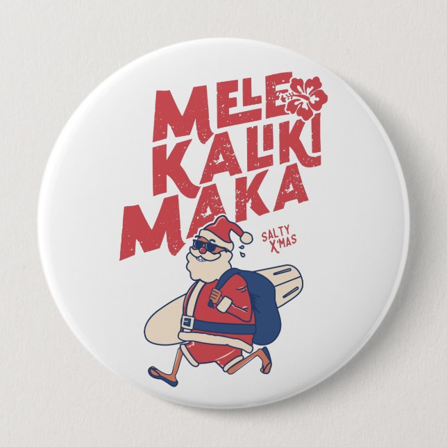 Mele Kalikimaka - Funny Santa Hawaiian Christmas Button (Vorderseite)