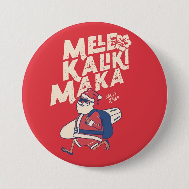 Mele Kalikimaka - Funny Santa Hawaiian Christmas Button (Vorderseite)