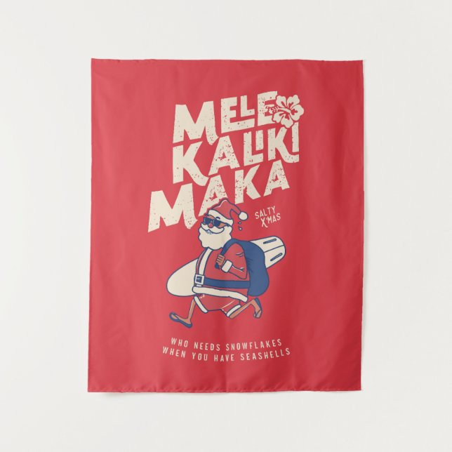 Mele Kalikimaka - Funny Santa Hawaiian Christmas T Wandteppich (Vorderseite)