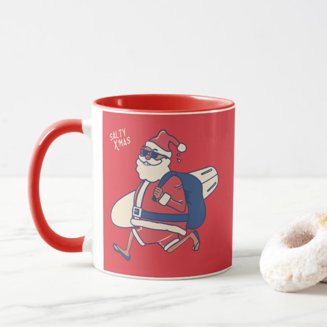 Mele Kalikimaka - Funny Santa Hawaiian Christmas Tasse (Mit Donut)