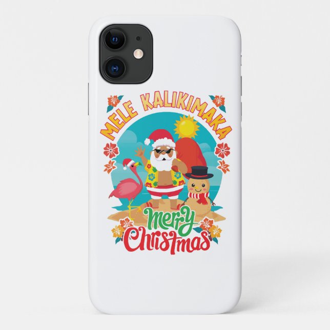 Mele Kalikimaka für ein helles hawaiianisches Weih Case-Mate iPhone Hülle (Rückseite)
