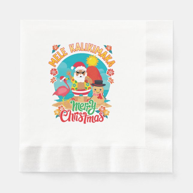 Mele Kalikimaka für ein helles hawaiianisches Weih Serviette (Vorderseite)