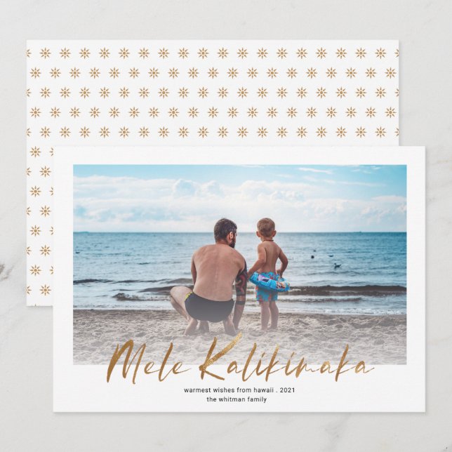 Mele Kalikimaka Gold Minimal Foto Weihnachten (Vorne/Hinten)