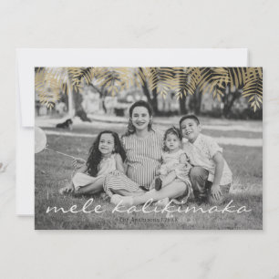 Mele Kalikimaka Gold Palm Tree Holiday Foto Card Feiertagskarte