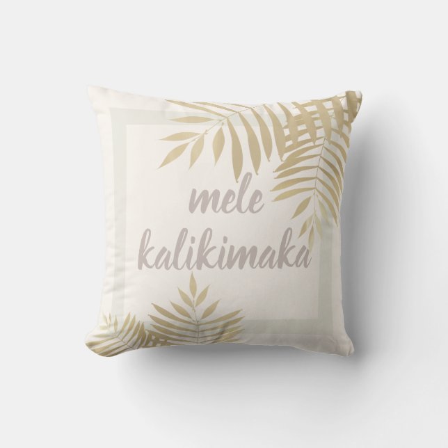 Mele Kalikimaka Gold Palm Tree Throw Kissen (Vorderseite)