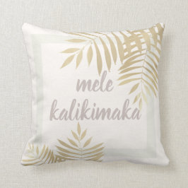 Mele Kalikimaka Gold Palm Tree Throw Kissen