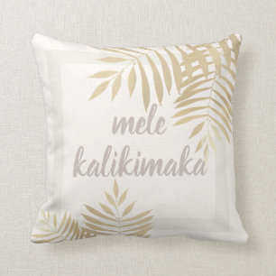 Mele Kalikimaka Gold Palm Tree Throw Kissen