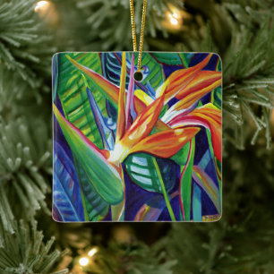 Mele Kalikimaka Hawaii Bird of Paradise Weihnachte Keramikornament