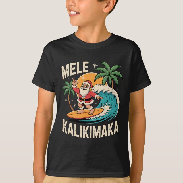 Mele Kalikimaka Hawaii Christmas Shirt Surfing San (Vorderseite)